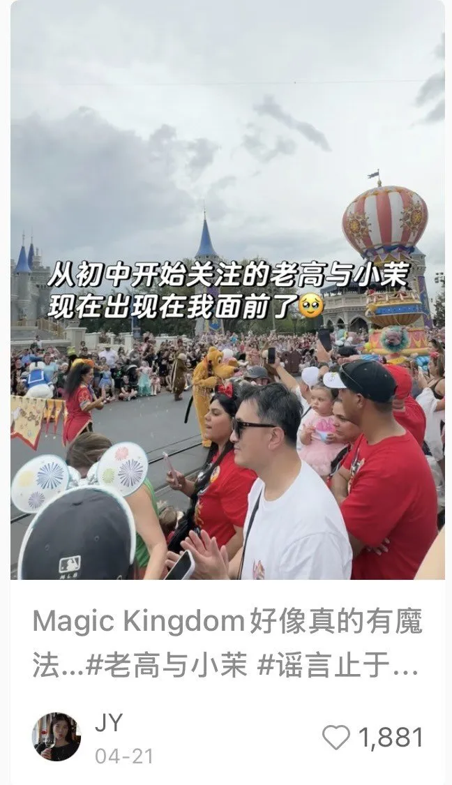 網友po出在迪士尼偶遇老高照片